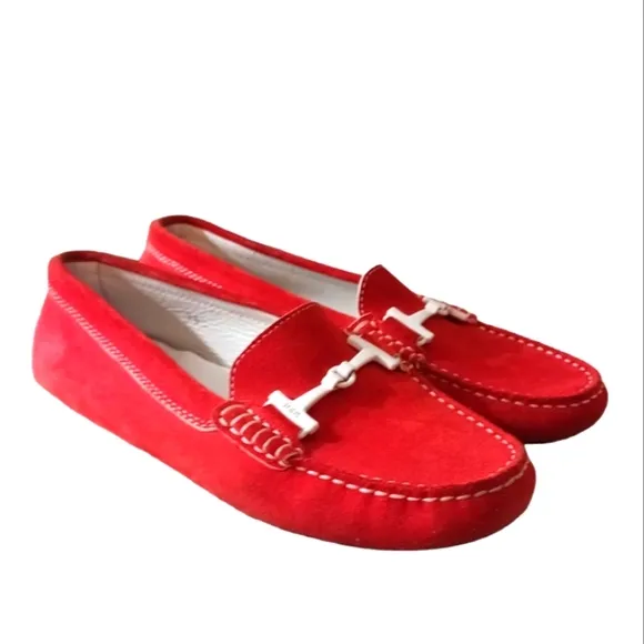 Tod’s Red Suede Loafer Driving Moccasins Rare Limited Edition