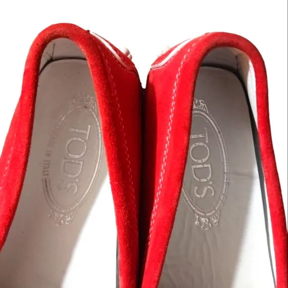 Tod’s Red Suede Loafer Driving Moccasins Rare Limited Edition
