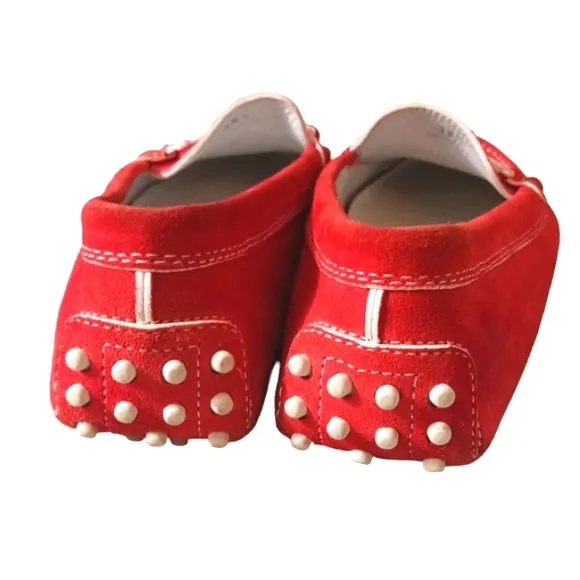 Tod’s Red Suede Loafer Driving Moccasins Rare Limited Edition