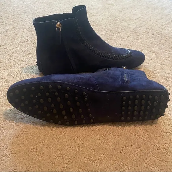 TOD’S Suede Dark Blue Ankle Boot Moccasins - Size 41