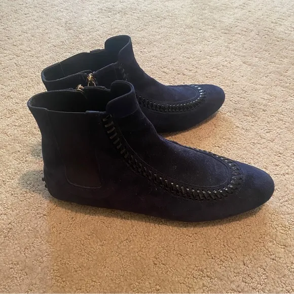 TOD’S Suede Dark Blue Ankle Boot Moccasins - Size 41