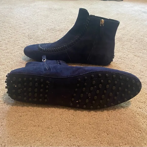 TOD’S Suede Dark Blue Ankle Boot Moccasins - Size 41