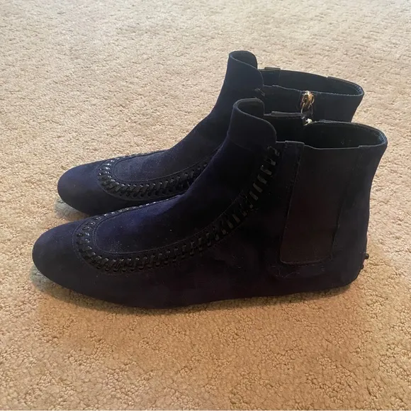 TOD’S Suede Dark Blue Ankle Boot Moccasins - Size 41