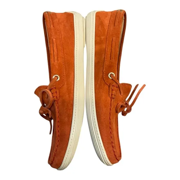 Tods Women’s Orange  Suede Slip On Moccasin Slipper Flats  Size 8.5