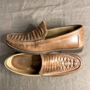 Tommy Bahama Fynn Leather Woven Slip On Shoes 9M Comfort Beach Boat Cruise Vaca