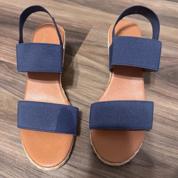 Tommy Bahama Navy Andre Assous Allison Wedges Espadrille Size 7
