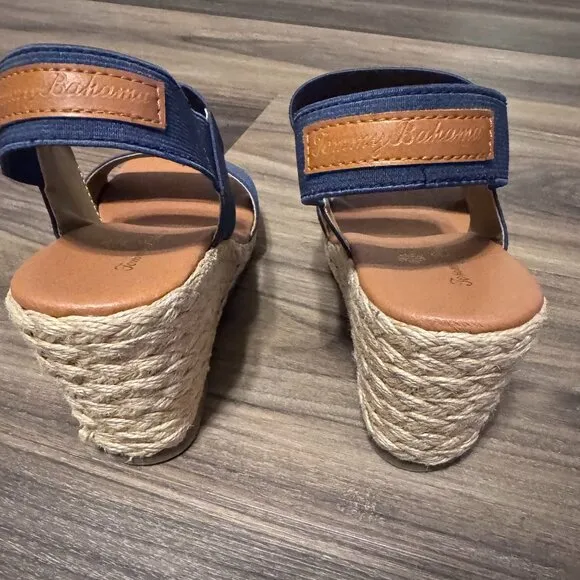 Tommy Bahama Navy Andre Assous Allison Wedges Espadrille Size 7