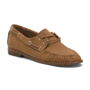 Tommy Bahama Women's Nahara Leather Moccasin Boat Flat Loafers in Brown Size 7.5