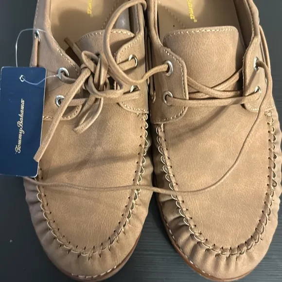Tommy Bahama Women's Nahara Leather Moccasin Boat Flat Loafers in Brown Size 7.5