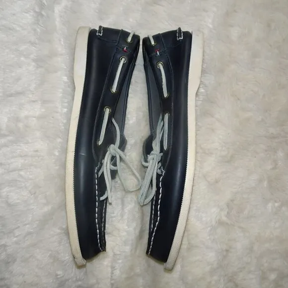 Tommy Hilfiger Dark Blue Leather Boat Shoes Size 10.5