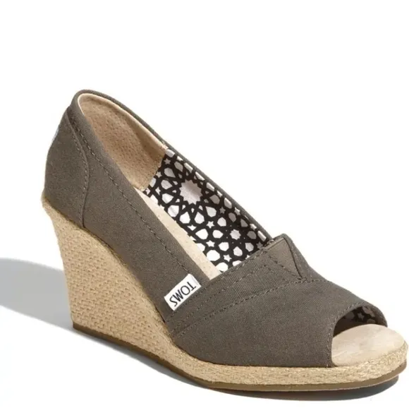 Toms Calypso Espadrille Wedges Sz 11 Wide