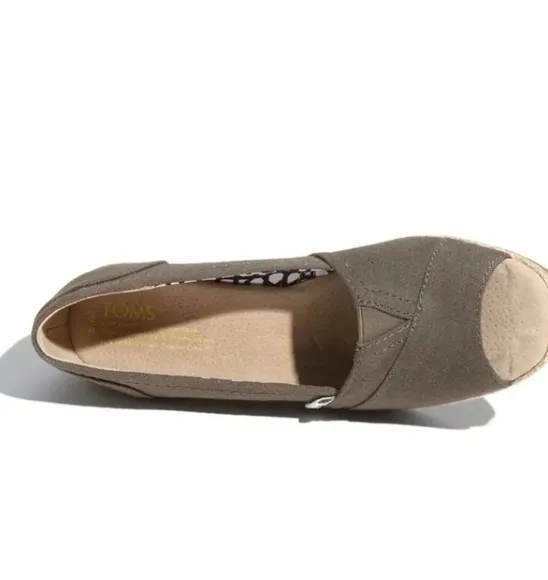 Toms Calypso Espadrille Wedges Sz 11 Wide