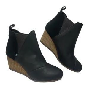 Toms Kelsey Leather Suede Wedges Size 7.5