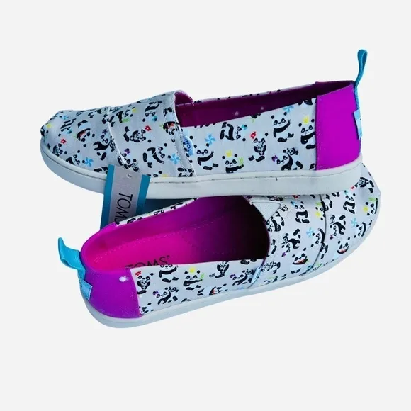 Toms Kids Panda Party Alpargata Canvas Slip On Shoes