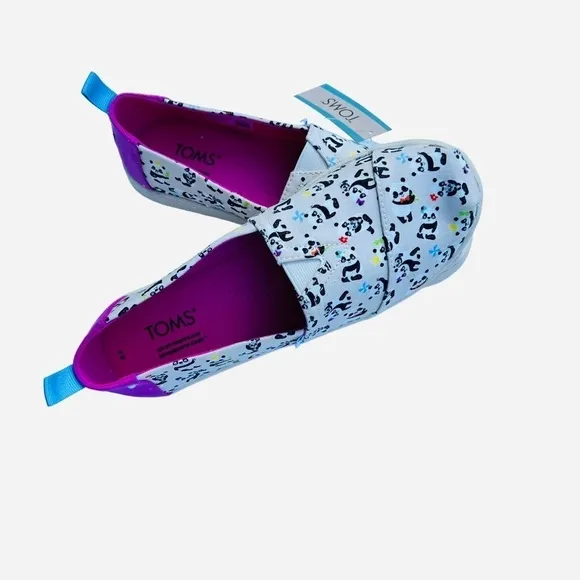 Toms Kids Panda Party Alpargata Canvas Slip On Shoes