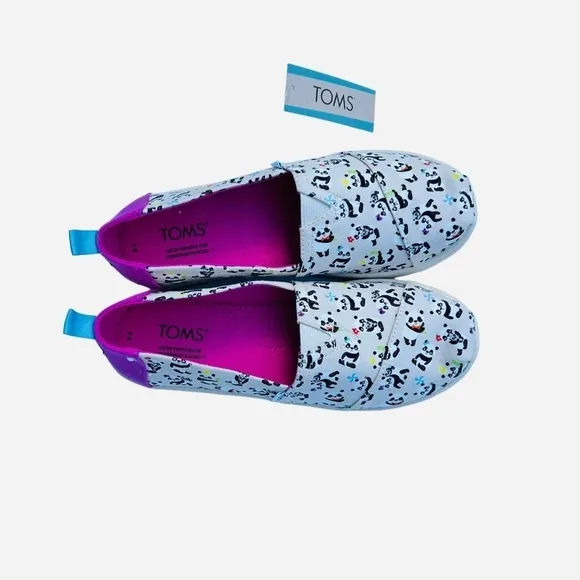 Toms Kids Panda Party Alpargata Canvas Slip On Shoes