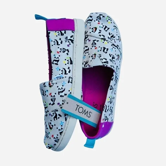 Toms Kids Panda Party Alpargata Canvas Slip On Shoes