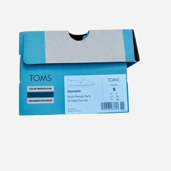Toms Kids Panda Party Alpargata Canvas Slip On Shoes