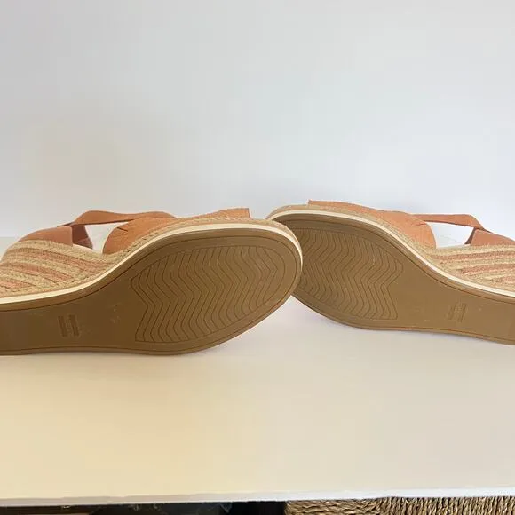 Toms Orange Coral Marisol Espadrille Wedges Womens 10
