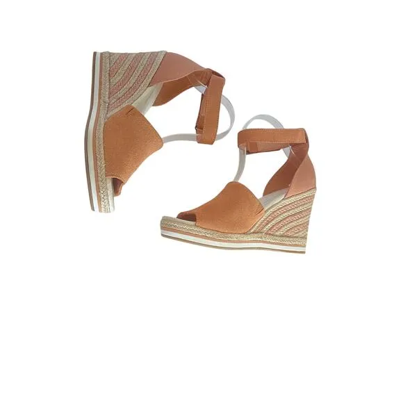 Toms Orange Coral Marisol Espadrille Wedges Womens 10