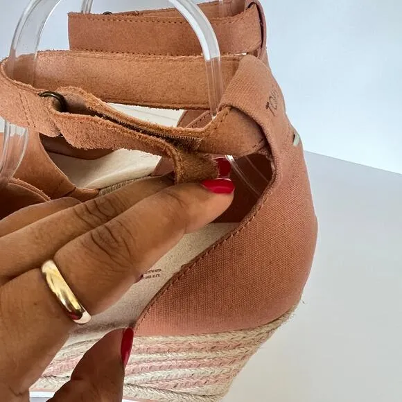 Toms Orange Coral Marisol Espadrille Wedges Womens 10