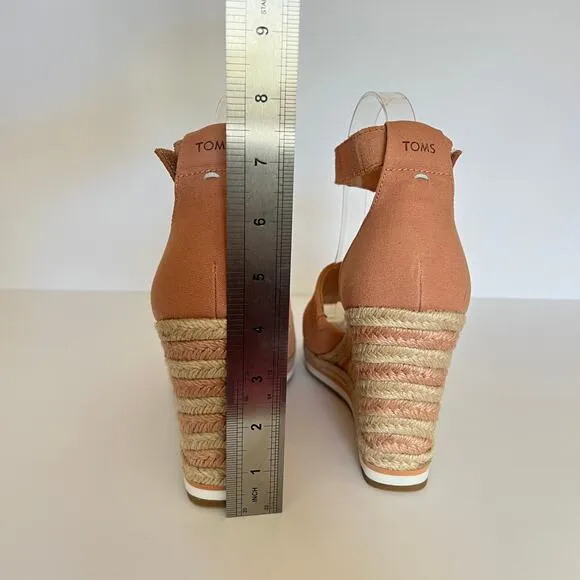 Toms Orange Coral Marisol Espadrille Wedges Womens 10