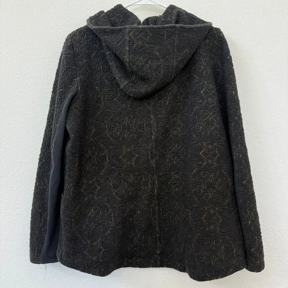 TONIA DEBELLIS Zip-Up Hoodie Jacket Black Textured Hooded XL Canada Casual