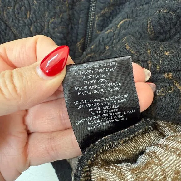 TONIA DEBELLIS Zip-Up Hoodie Jacket Black Textured Hooded XL Canada Casual