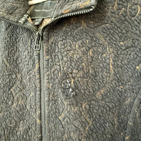 TONIA DEBELLIS Zip-Up Hoodie Jacket Black Textured Hooded XL Canada Casual