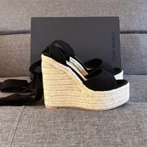 Tony Bianco Barca Black Kid Suede Wedges
