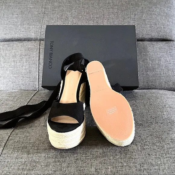 Tony Bianco Barca Black Kid Suede Wedges