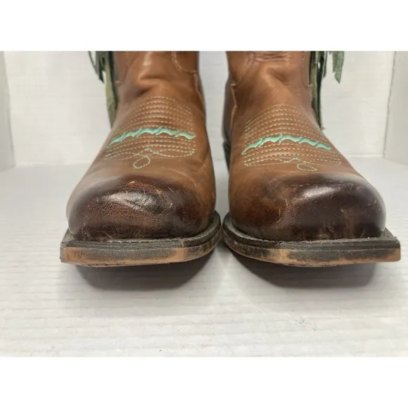 Tony Lama Women's CHUPAROSA WHISKEY 7.5 B Leather Fringe Western Boots 2019 RARE