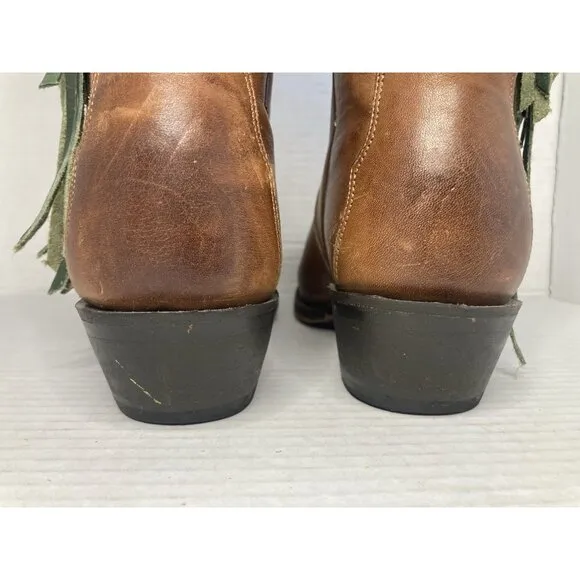 Tony Lama Women's CHUPAROSA WHISKEY 7.5 B Leather Fringe Western Boots 2019 RARE