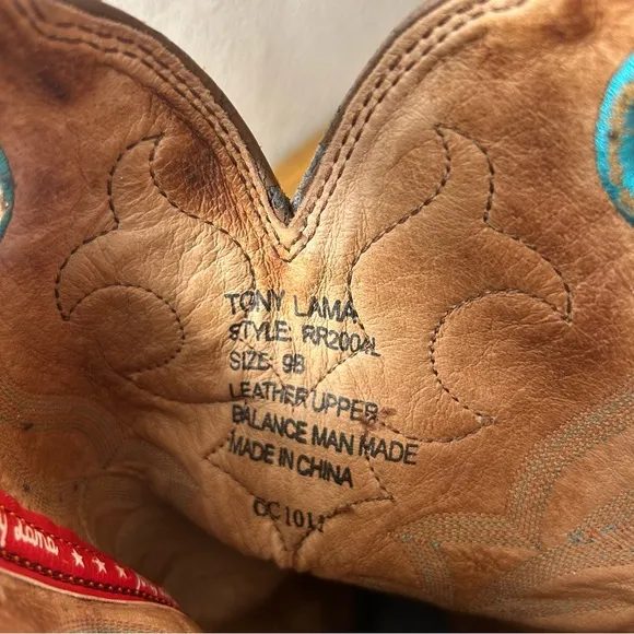 Tony Lama Women’s Square Toe Western Cowgirl Boots Size 9