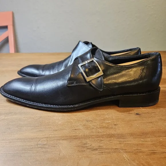 Too Boot Adam Derrick Men's Made in Italy Monk Strap Shoes Black Leather Size 9