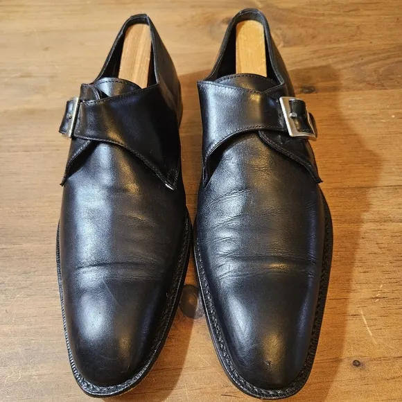 Too Boot Adam Derrick Men's Made in Italy Monk Strap Shoes Black Leather Size 9