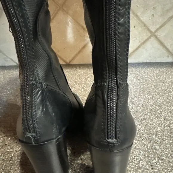 Tory Burch &quot;Sullivan” Women’s Sz 9M Black Leather Knee-High Heeled Boots