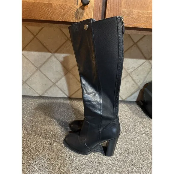 Tory Burch &quot;Sullivan” Women’s Sz 9M Black Leather Knee-High Heeled Boots