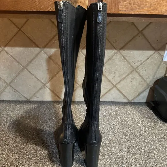 Tory Burch &quot;Sullivan” Women’s Sz 9M Black Leather Knee-High Heeled Boots