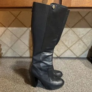 Tory Burch &quot;Sullivan” Women’s Sz 9M Black Leather Knee-High Heeled Boots
