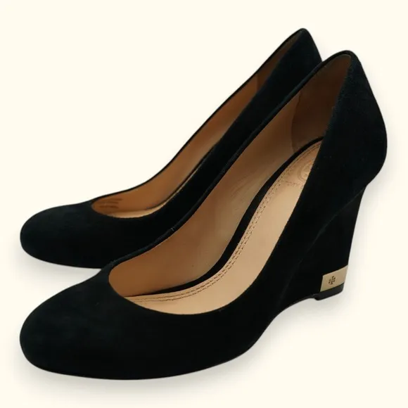 Tory Burch Astoria Wedge Lancaster Suede Shoes Size‎ 6M ~ Heel 3.5&quot;