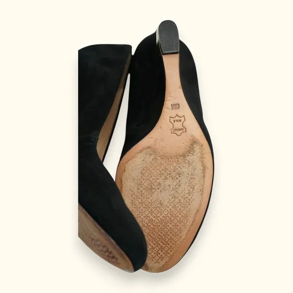 Tory Burch Astoria Wedge Lancaster Suede Shoes Size‎ 6M ~ Heel 3.5&quot;