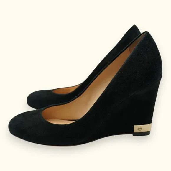 Tory Burch Astoria Wedge Lancaster Suede Shoes Size‎ 6M ~ Heel 3.5&quot;