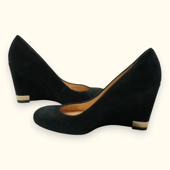 Tory Burch Astoria Wedge Lancaster Suede Shoes Size‎ 6M ~ Heel 3.5&quot;