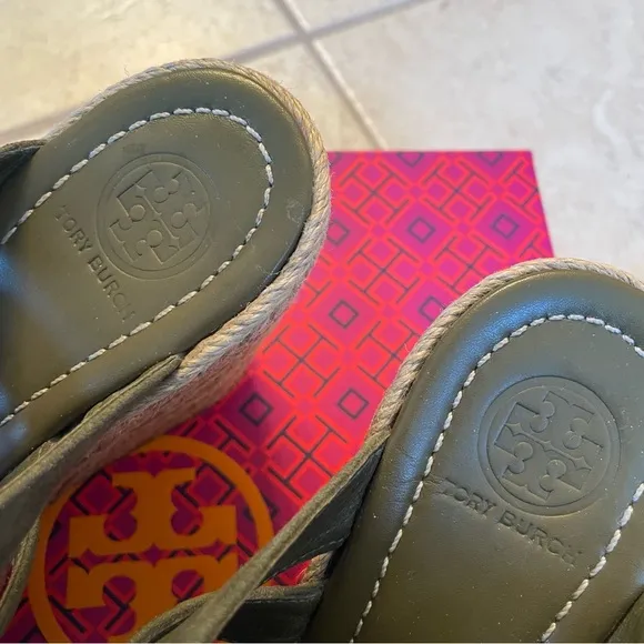 Tory Burch Bailey Multi-Strap Espadrille Wedge 110mm Banana Leaf Suede