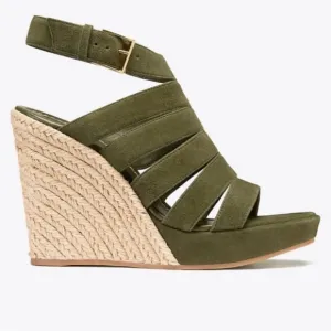 Tory Burch Bailey Multi-Strap Espadrille Wedge 110mm Banana Leaf Suede