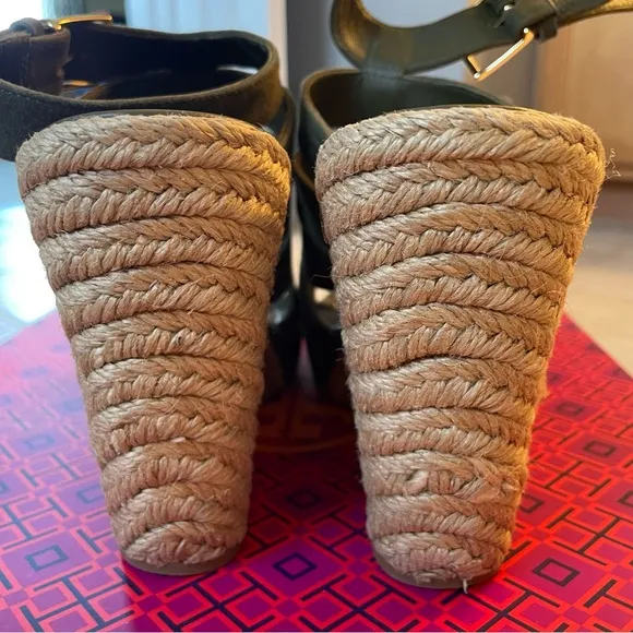 Tory Burch Bailey Multi-Strap Espadrille Wedge 110mm Banana Leaf Suede