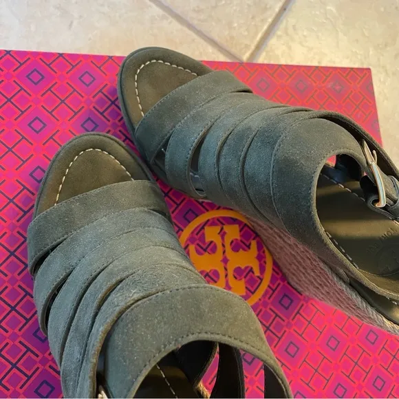 Tory Burch Bailey Multi-Strap Espadrille Wedge 110mm Banana Leaf Suede