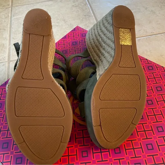 Tory Burch Bailey Multi-Strap Espadrille Wedge 110mm Banana Leaf Suede
