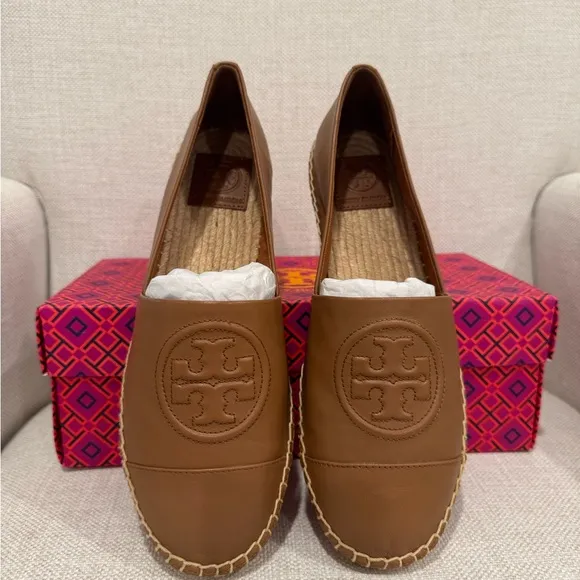 Tory Burch Benton Leather Espadrille Flats